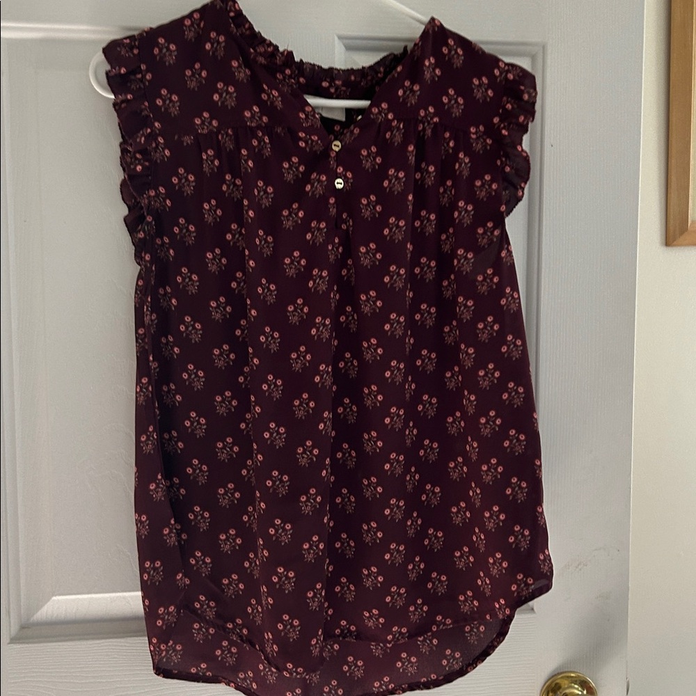 LOFT Burgundy Floral Top